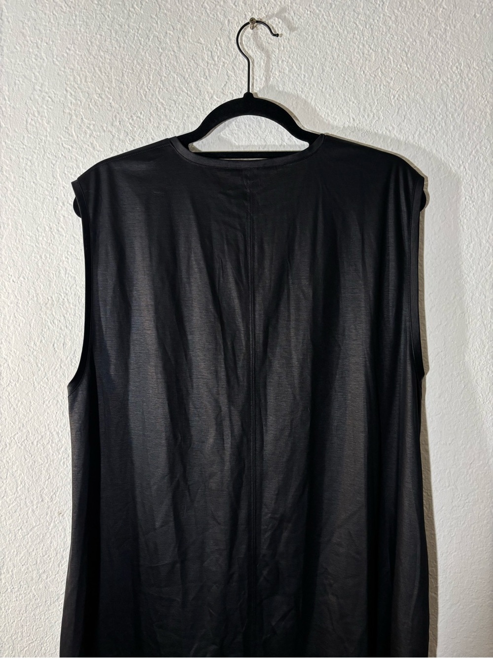 Helmut Lang Glossy Black Sleeveless Midi Dress Faux Leather Look Size Large - Picture 11 of 16